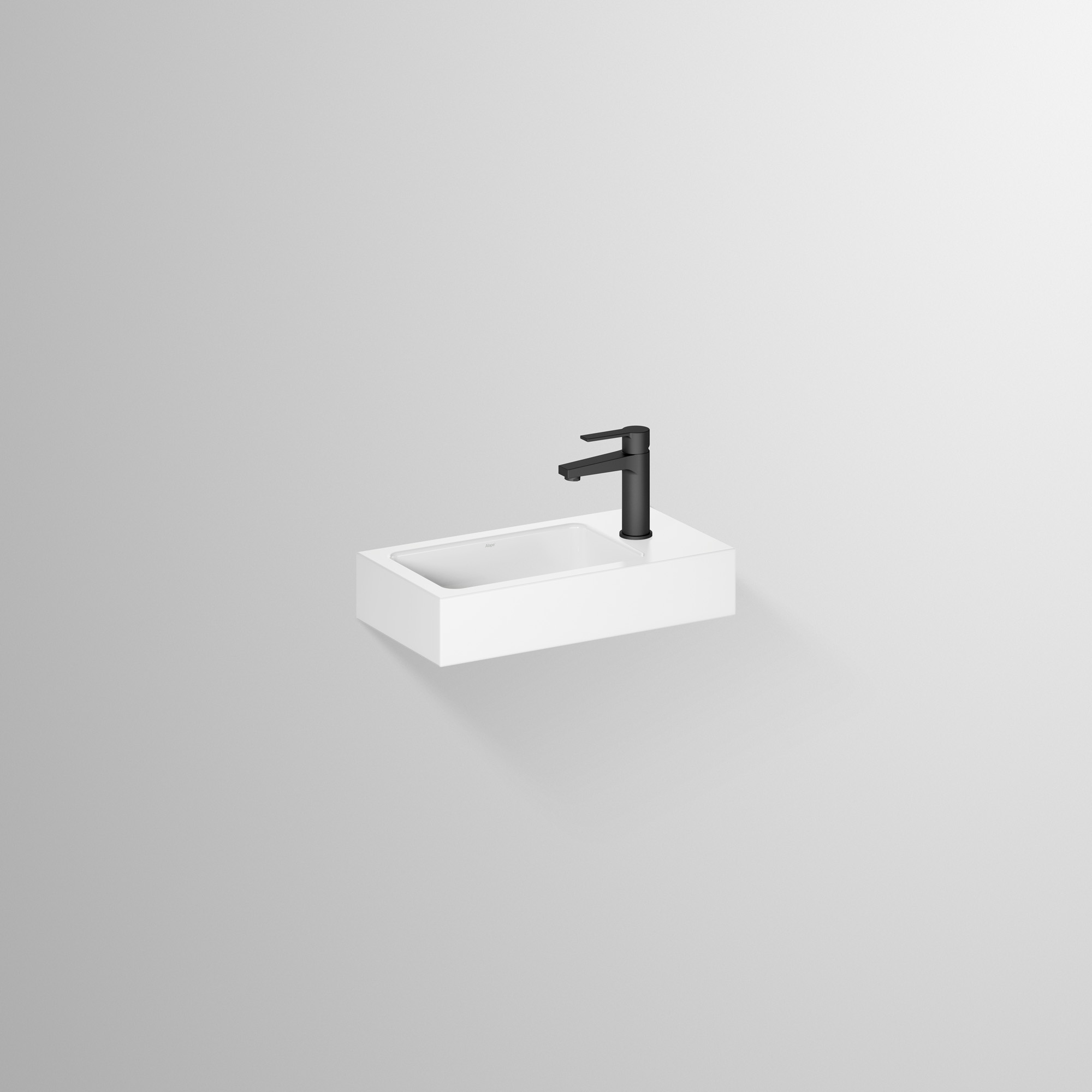 Alape SET.WT.XS500H.L 0639001 Weiss, Armatur mattschwarz 0639002000 Alape SET.WT.XS500H.L 0639001 Weiss, Armatur mattschwarz 0639002000