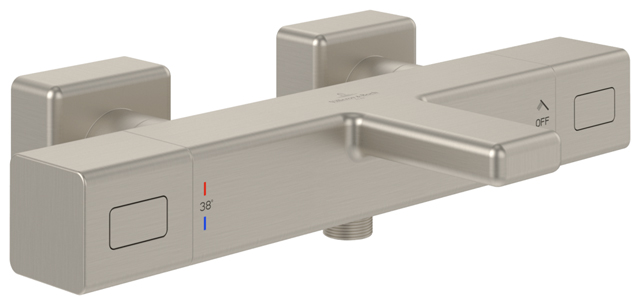 Villeroy Boch Vierloch-Badewannenrandarmatur Conum 455x165x124mm Rund Brushed Nickel Matt TVT12700200064