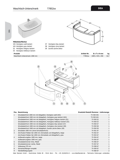 Ideal Standard Ablagebox DEA, fuer WT-US b:1000mm, TV05467 TV05467 Ideal Standard Ablagebox DEA, fuer WT-US b:1000mm, TV05467 TV05467