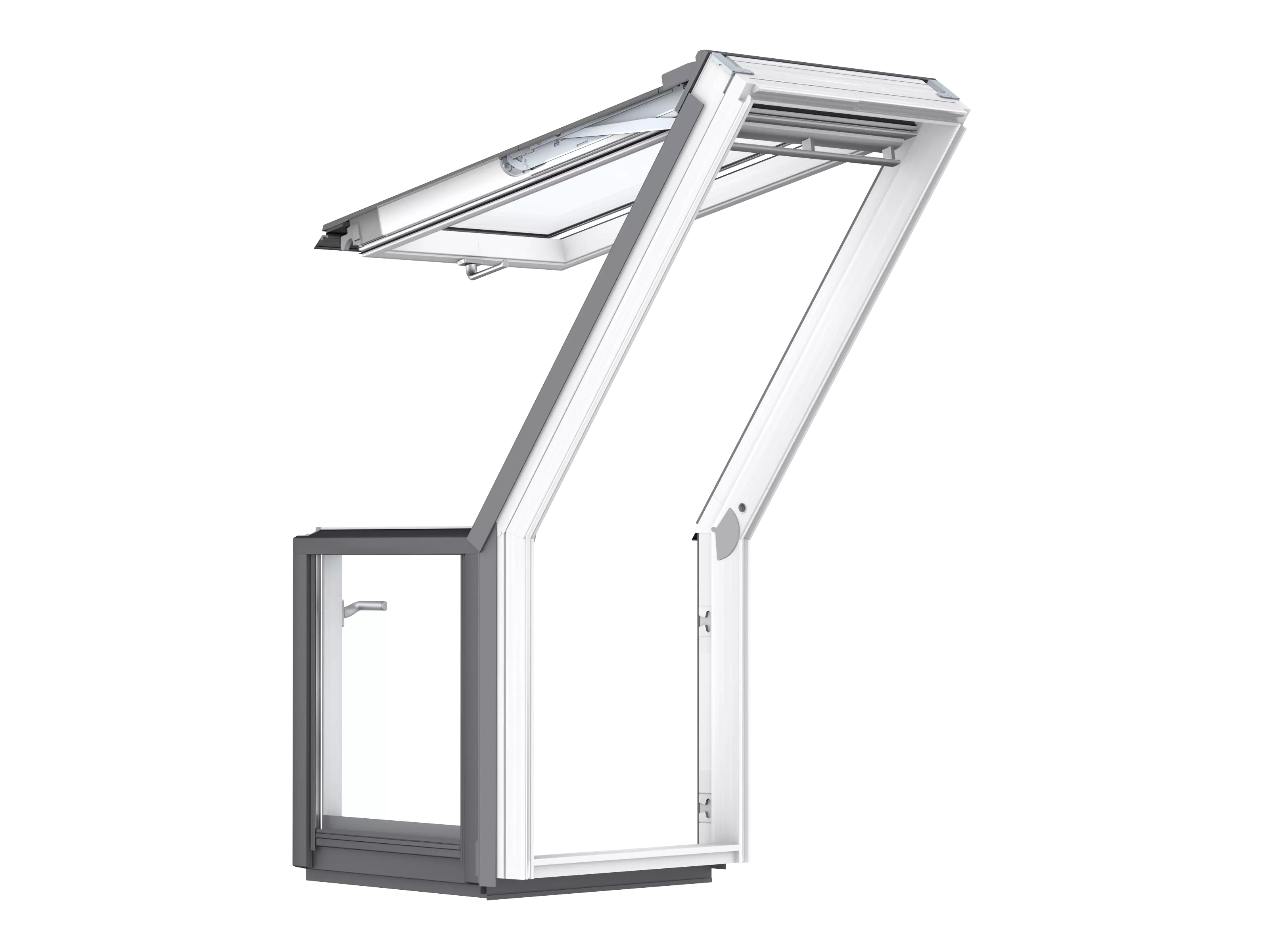 Dachterasse, Tuer rechts weiss lack EN. PLUS Alu 78x109 VEB M35 2065