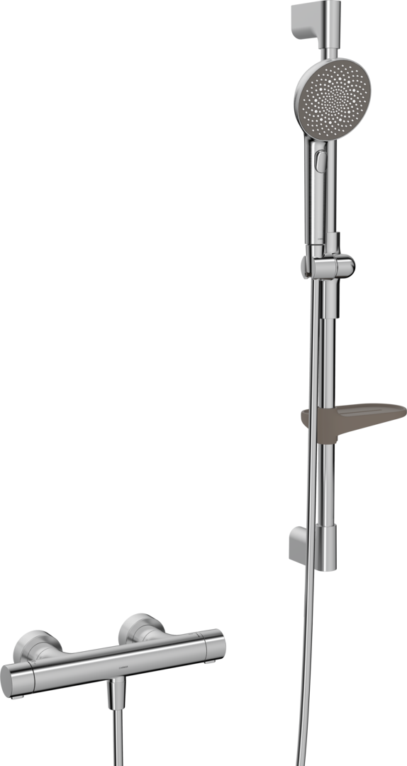 Hansa Brausebatt. m. Brausegarnitur, 3-str. HANSAPRISMA 4813 Stahl-gebuerstet 4813042180