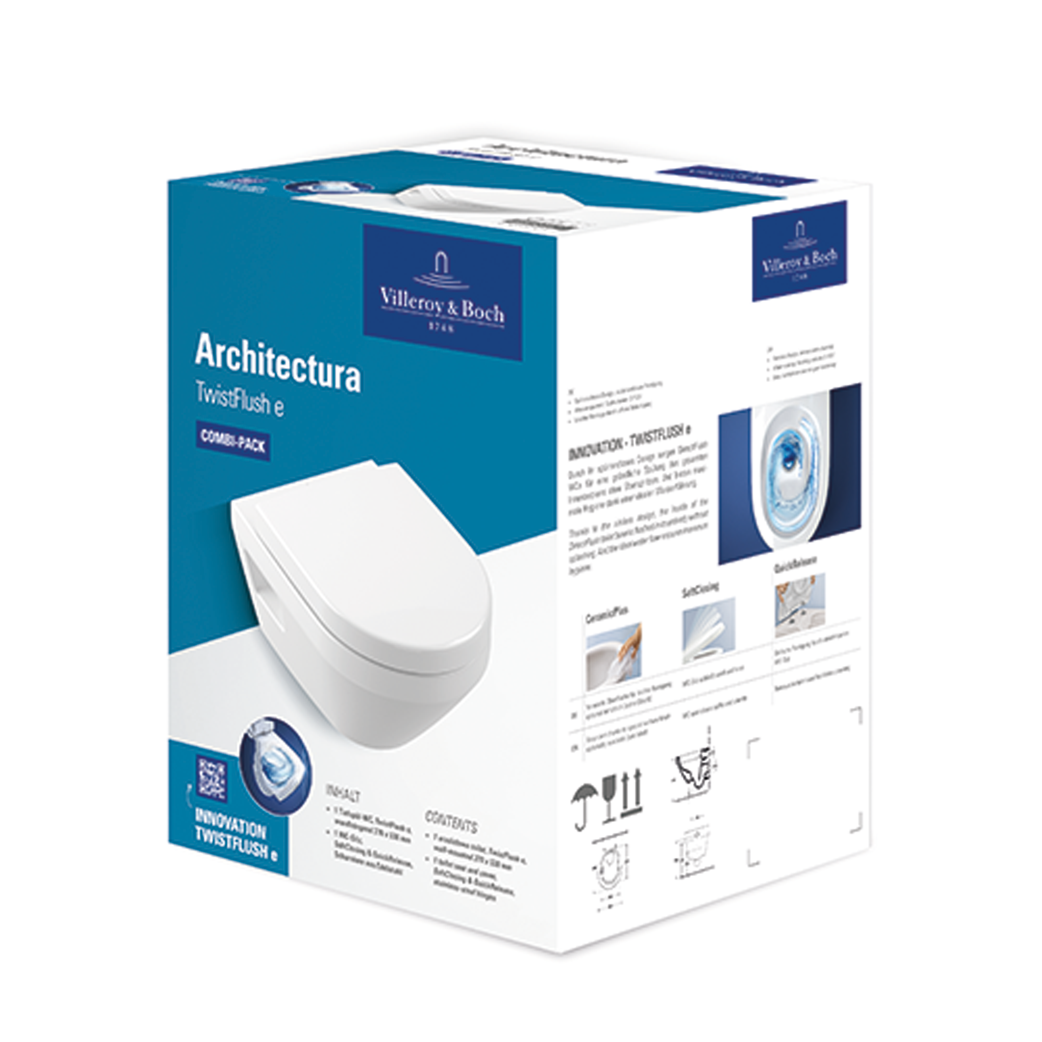 Villeroy Boch Combi-Pack Architectura 4687CL 350x480mm Oval Weiss Alpin 4687CL01