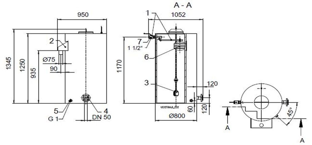 KSB Vorbehaelter mit freiem Auslauf Vges 600 l, Vnutz 300 l, R 1 1/2" 01141900